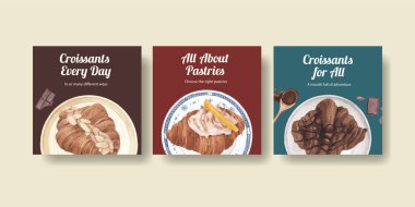 Kruvasan konsepti, suluboya stili pankart şablonu