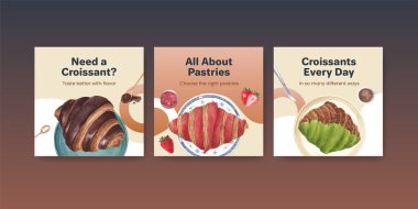 Kruvasan konsepti, suluboya stili pankart şablonu