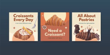 Kruvasan konsepti, suluboya stili pankart şablonu