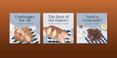 Kruvasan konsepti, suluboya stili pankart şablonu