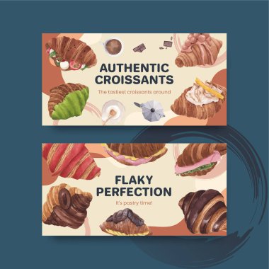 Ay çöreği konsepti, suluboya stili Twitter şablonu