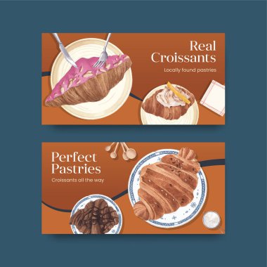 Ay çöreği konsepti, suluboya stili Twitter şablonu