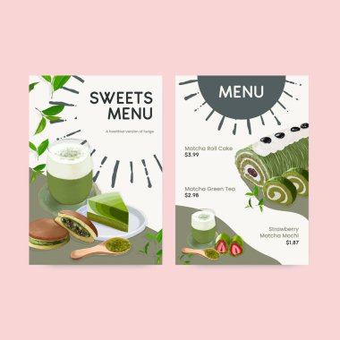 Kibrit şekerli menü şablonu, suluboya tarzı