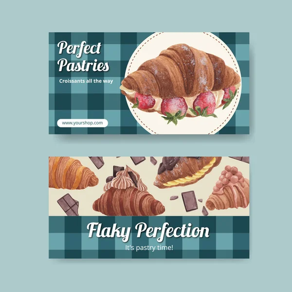 Ay çöreği konsepti, suluboya stili Twitter şablonu