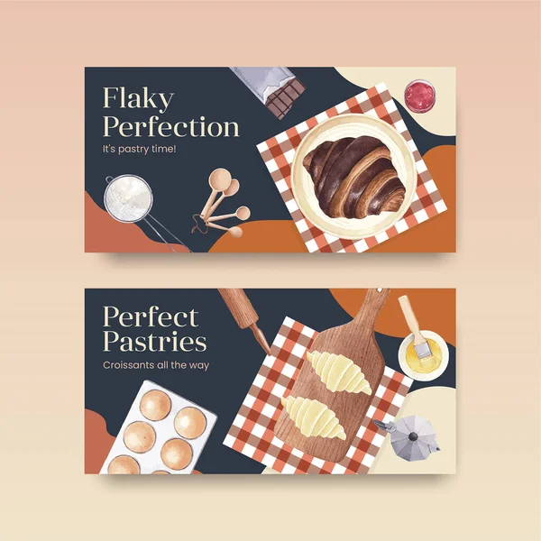 Ay çöreği konsepti, suluboya stili Twitter şablonu