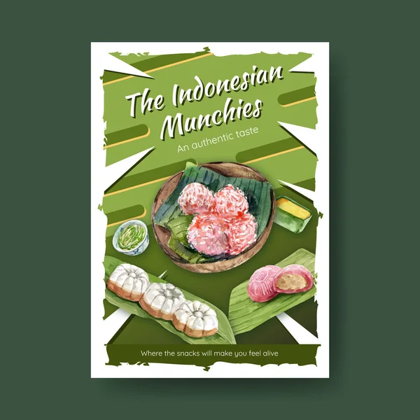 Modèle Affiche Avec Concept Collation Indonésien Aquarelle Illustratio — Image vectorielle