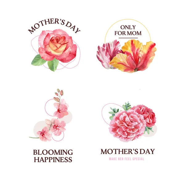 母亲节快乐 概念水彩画花束 — 图库矢量图片