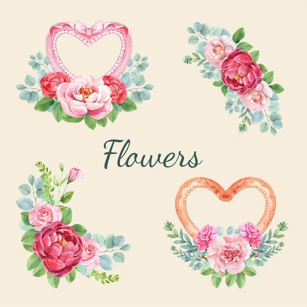 Blumenstrauß Mit Happy Mother Day Konzept Aquarell Illustratio — Stockvektor