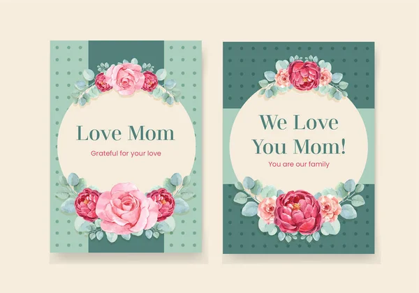 Plantilla Tarjeta Con Concepto Día Feliz Las Madres Acuarela Illustratio — Vector de stock