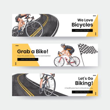 Dünya Bisiklet Günü konsepti, suluboya şablonu