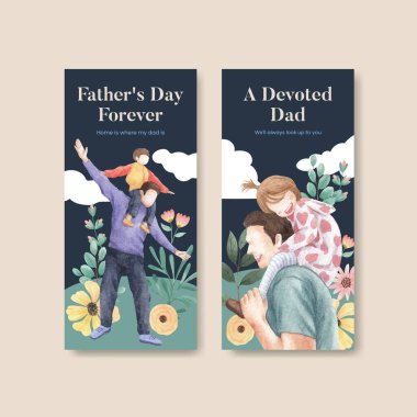 Instagram şablonu Babalar Günü konsepti, suluboya stil