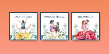 Banner şablonu Babalar Günü konsepti, suluboya stil