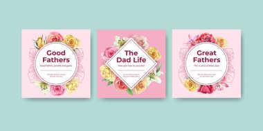 Banner şablonu Babalar Günü konsepti, suluboya stil