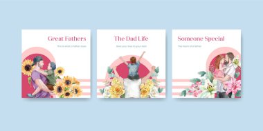 Banner şablonu Babalar Günü konsepti, suluboya stil