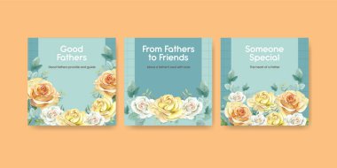 Banner şablonu Babalar Günü konsepti, suluboya stil