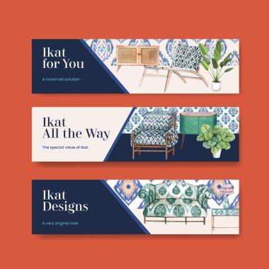 Flaş şablonu, ikat konsepti, suluboya styl