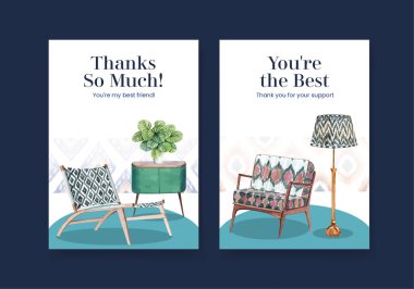 Kart şablonu ile ikat konsepti, suluboya styl