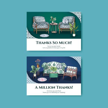 Kart şablonu ile ikat konsepti, suluboya styl