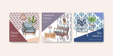 Flaş şablonu, ikat konsepti, suluboya styl