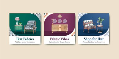 Flaş şablonu, ikat konsepti, suluboya styl