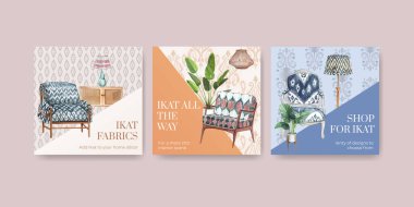 Flaş şablonu, ikat konsepti, suluboya styl