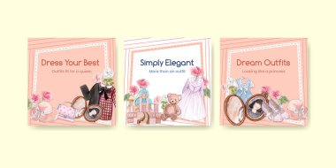 Prenses kıyafeti konsepti, suluboya stil ile pankart şablonu