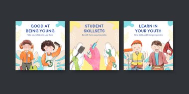 Dünya Gençlik Yetenekleri Günü konsepti, suluboya stili