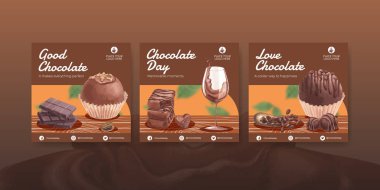 Dünya çikolata günü konsepti, suluboya şablonu