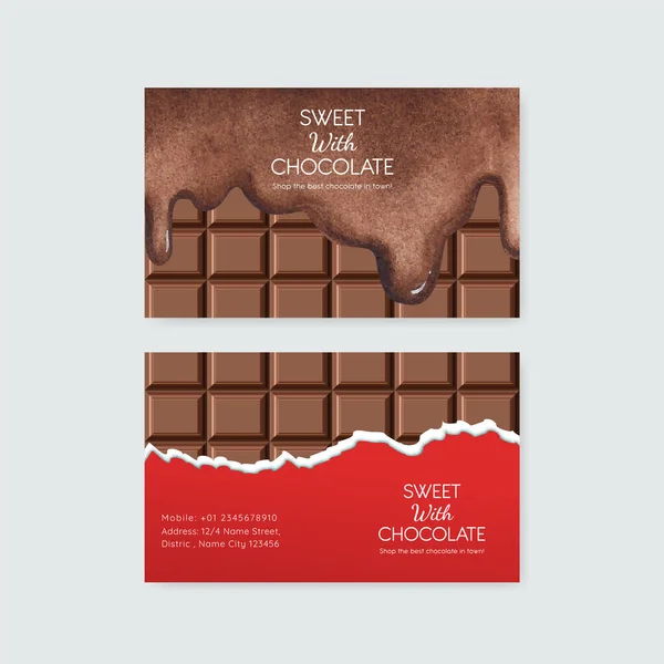 Modelo Cartão Nome Com Conceito Dia Mundial Chocolate Styl Aquarela — Vetor de Stock