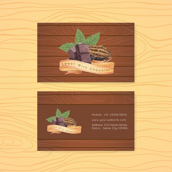 世界巧克力日概念 水彩画风格的名片模板 — 图库矢量图片