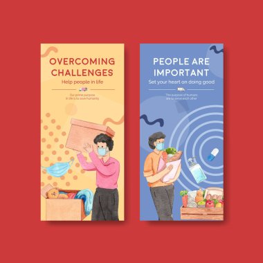 İnsani yardım kavramına sahip el ilanı şablonu, suluboya stil