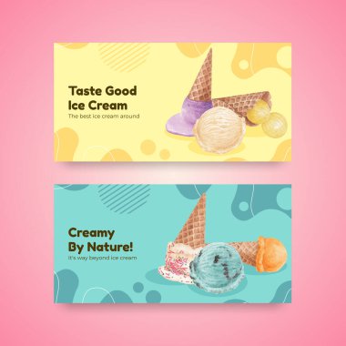Dondurma aromalı Twitter şablonu, suluboya stil