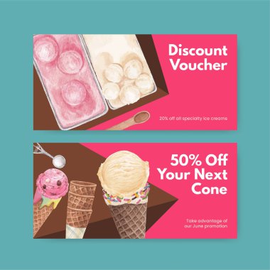 Dondurma aromalı fatura şablonu, suluboya stil