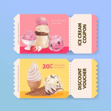 Dondurma aromalı fatura şablonu, suluboya stil