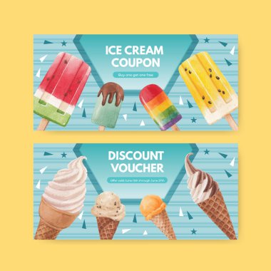 Dondurma aromalı fatura şablonu, suluboya stil