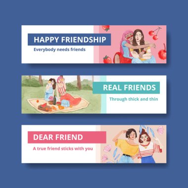 Ulusal Dostluk Günü konsepti, suluboya şablonu