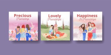 Ulusal Dostluk Günü konsepti, suluboya şablonu