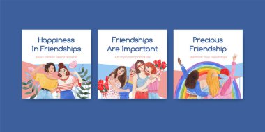 Ulusal Dostluk Günü konsepti, suluboya şablonu