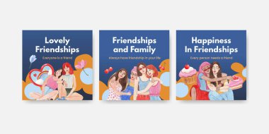 Ulusal Dostluk Günü konsepti, suluboya şablonu