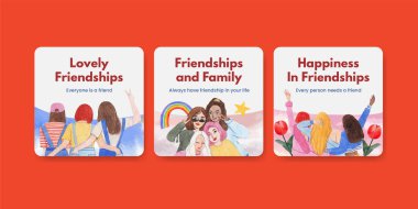 Ulusal Dostluk Günü konsepti, suluboya şablonu