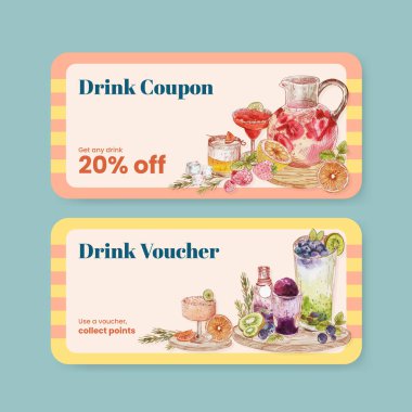 İçecek içecek konsepti, suluboya şablonu