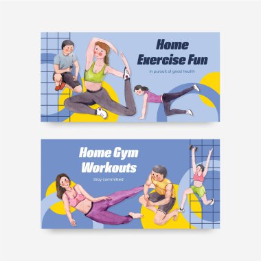 Ev konsepti olan Twitter şablonu, suluboya stil