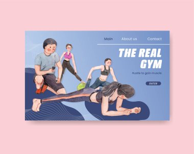 Ev konsepti olan web sitesi şablonu, suluboya stil