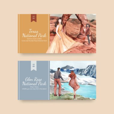 Twitter, ABD konseptinin ulusal parklarıyla şablon, suluboya styl