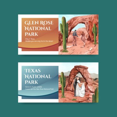 Twitter, ABD konseptinin ulusal parklarıyla şablon, suluboya styl