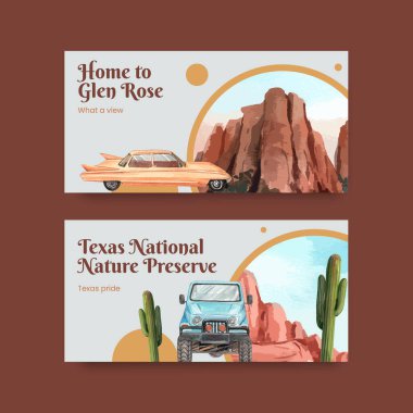 Twitter, ABD konseptinin ulusal parklarıyla şablon, suluboya styl