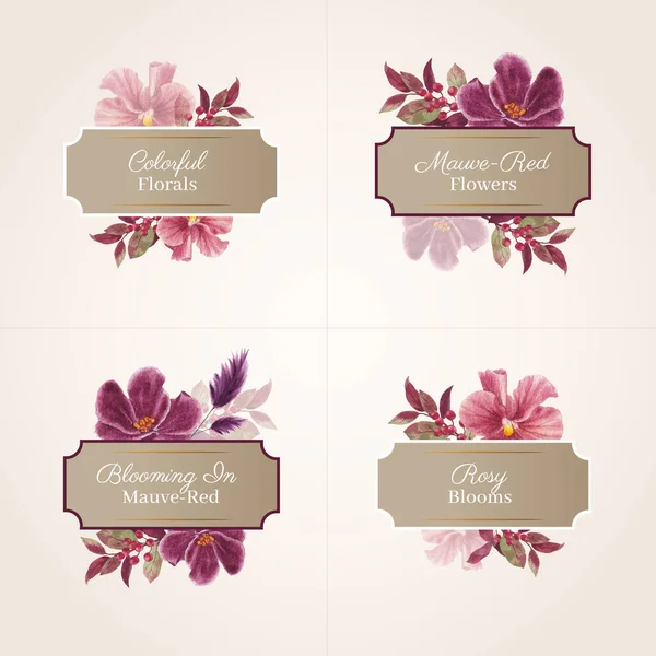 Logo Design Mit Muave Red Blumenkonzept Waterolor Styl — Stockvektor