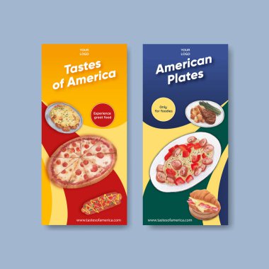 Amerikan Gıda Konsepti ve suluboya broşürleri.