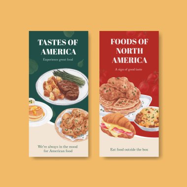 Amerikan Gıda Konsepti ve suluboya broşürleri.