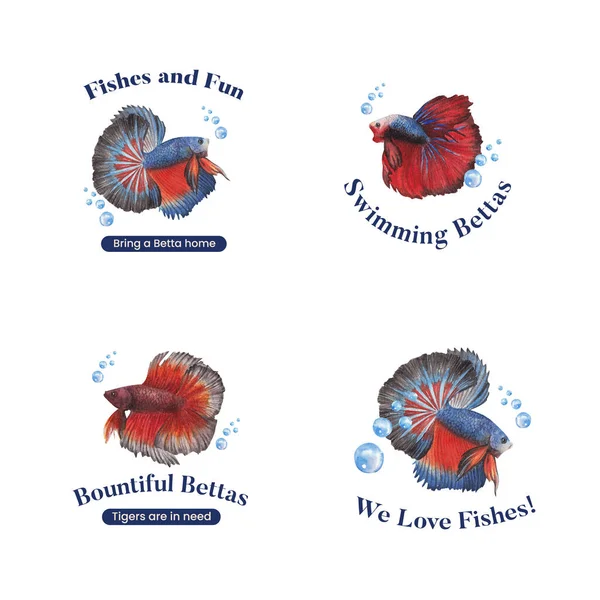 Logo Design Mit Betta Fish Konzept Aquarell Styling — Stockvektor